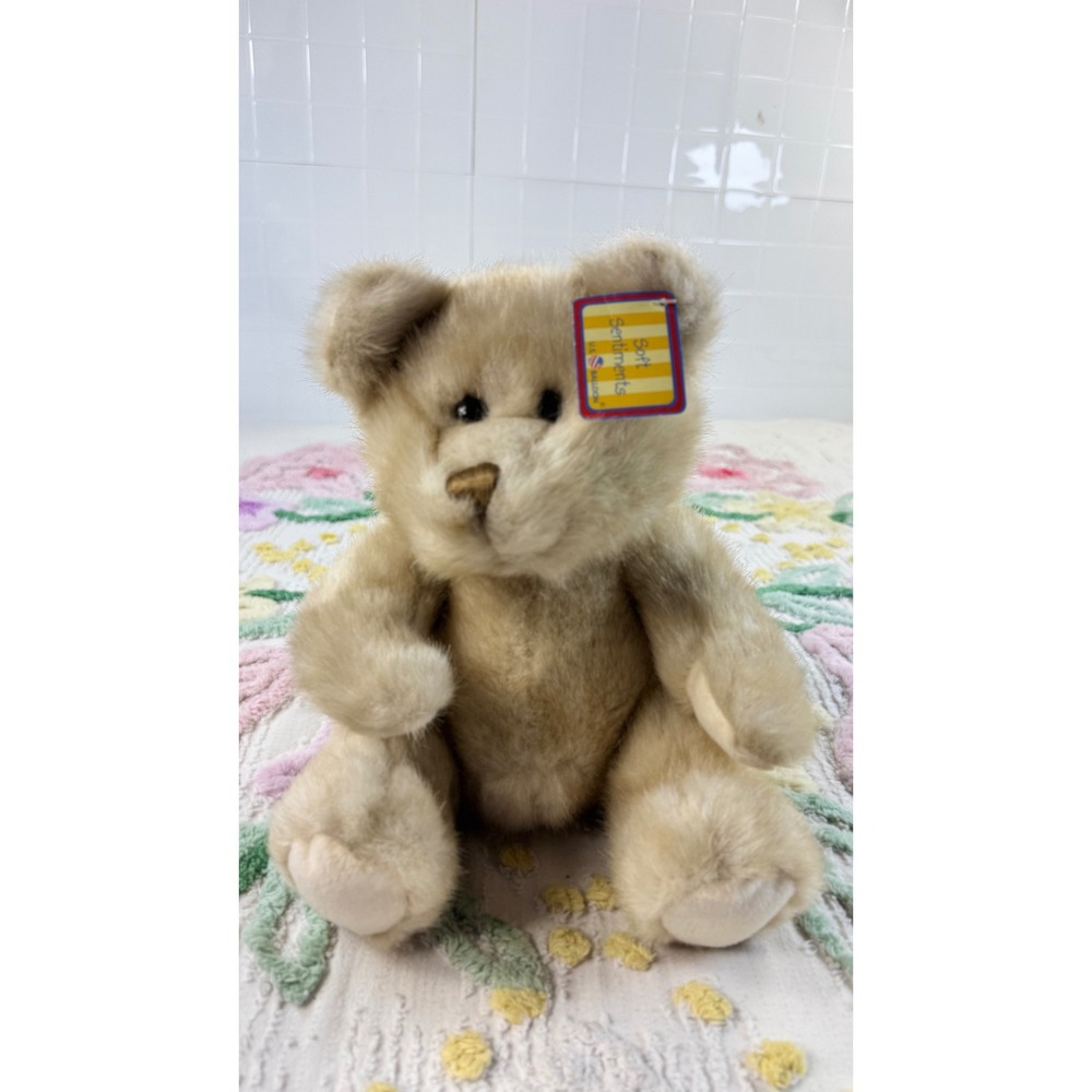 Vintage Soft Sentiments US Balloon Tan Plush Teddy Bear Stuffed Animal 9in